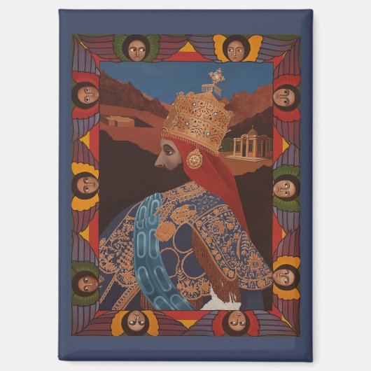 Jah Rastafari Haile Selassie HIM Rasta Roots  Magneet (Voorkant)