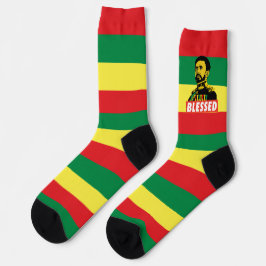 Jah Rastafari Haile Selassie I HIM Jah Bless Socks Sokken