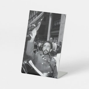 Jah Rastafari Haile Selassie Rasta Levensstijl Roo Reclamebord Met Voetstuk