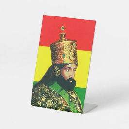 Jah Rastafari Haile Selassie Rasta Levensstijl Roo Reclamebord Met Voetstuk