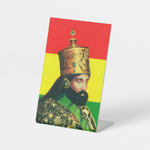 Jah Rastafari Haile Selassie Rasta Levensstijl Roo Reclamebord Met Voetstuk