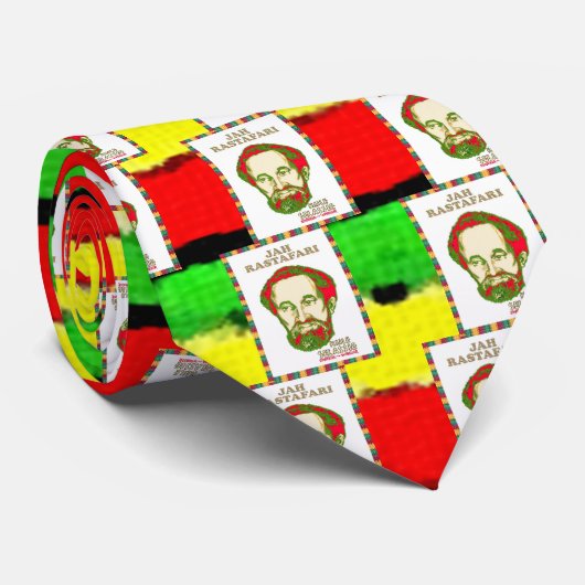 Jah Rastafari Haile Selassie Warrior Emperor  Stropdas (Opgerold)