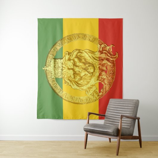 Jah Rastafari Lion Judah Wall Tapestry Wandkleed (In situ)