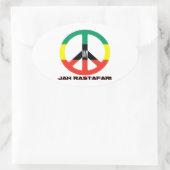 Jah Rastafari Peace Sign Selassie I Ovale Sticker (Tas)