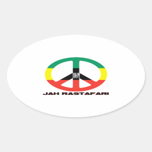Jah Rastafari Peace Sign Selassie I Ovale Sticker