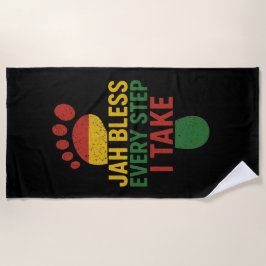 Jah Zegen elke stap die ik neem Rasta Strandlaken