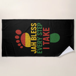 Jah Zegen elke stap die ik neem Rasta Strandlaken