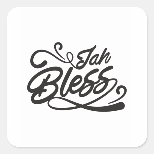 Jah zegene belettering vierkante sticker (Voorkant)
