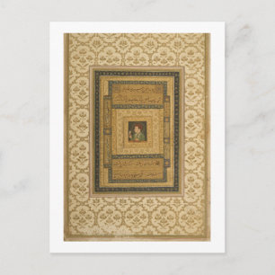 Jahangir houdt een afbeelding van de Madonna vast, Briefkaart