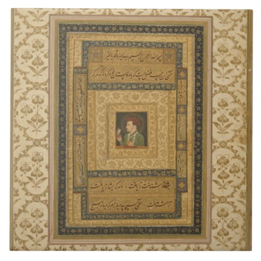 Jahangir houdt een afbeelding van de Madonna vast, Tegeltje (Voorkant)