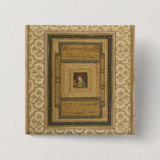 Jahangir houdt een afbeelding van de Madonna vast, Vierkante Button 5,1 Cm (Voorkant)