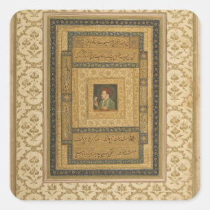 Jahangir houdt een afbeelding van de Madonna vast, Vierkante Sticker
