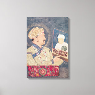 Jahangir houdt een portret van keizer Akbar Canvas Afdruk