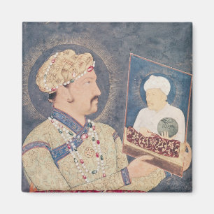 Jahangir houdt een portret van keizer Akbar Magneet
