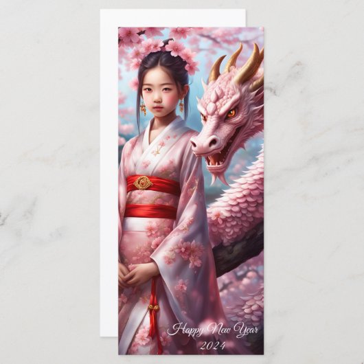 Jahr des Drachen 2024 - Mädchen zwischen Kirschblü (Voorkant / Achterkant)