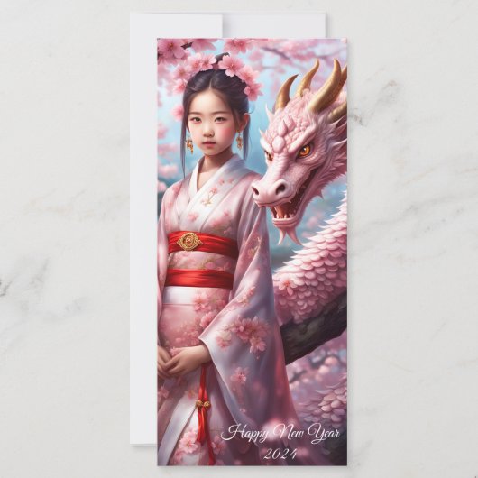 Jahr des Drachen 2024 - Mädchen zwischen Kirschblü (Voorkant)