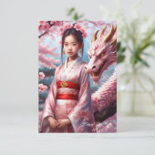 Jahr des Drachen 2024 - Mädchen zwischen Kirschblü (Staand voorkant)