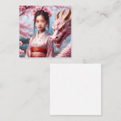 Jahr des Drachen 2024 - Mädchen zwischen Kirschblü Notitiekaartje (Voorkant / Achterkant)