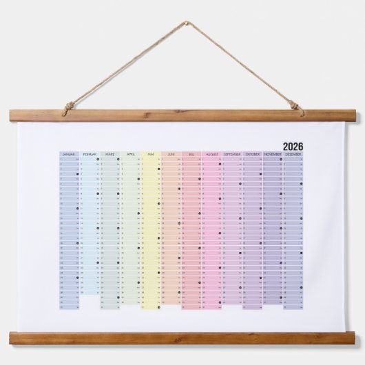 Jahreskalender 2026 hangend wandkleed (Voorkant)
