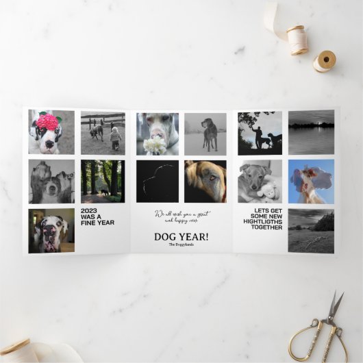 Jahresrückblick Fotos Karte Drieluik Wenskaart (Binnen)