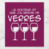 J'ai besoin de verres wijn etiket (Enkel label)