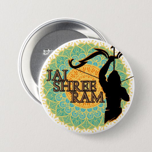 Jai Shree Ram Ronde Button 7,6 Cm (Voorkant /achterkant)