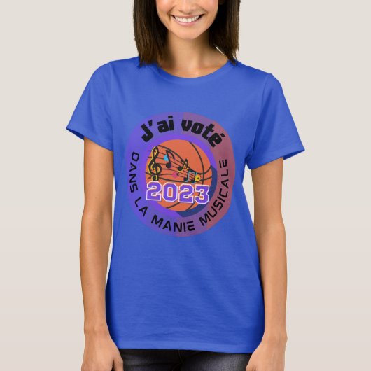 J'ai voté 2023 Manie Musicale Officieel t-shirt (Voorkant)