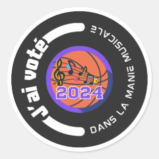 J'ai voté dans la Manie Musicale 2024 (noir) Ronde Sticker
