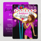 Jaidyn Las Vegas 21st Birthday Party paars Kaart (Voorkant / Achterkant)