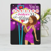 Jaidyn Las Vegas 21st Birthday Party paars Kaart (Staand voorkant)