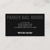 Jail Bail Bonds Company. Visitekaartje (Achterkant)