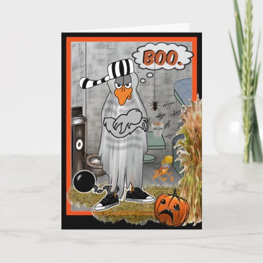 Jail Bird Ghost Halloween Kaart (Voorkant)