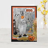 Jail Bird Ghost Halloween Kaart (Gele Bloem)