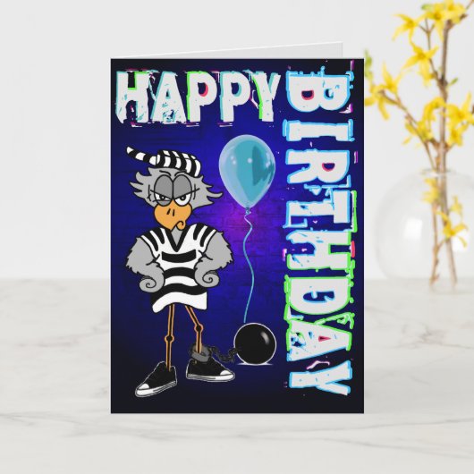 Jail Bird Verjaardag Kaart (Gele Bloem)