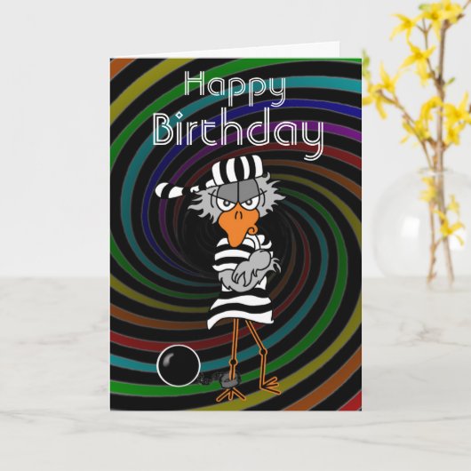 Jail Bird Verjaardag Kaart (Gele Bloem)