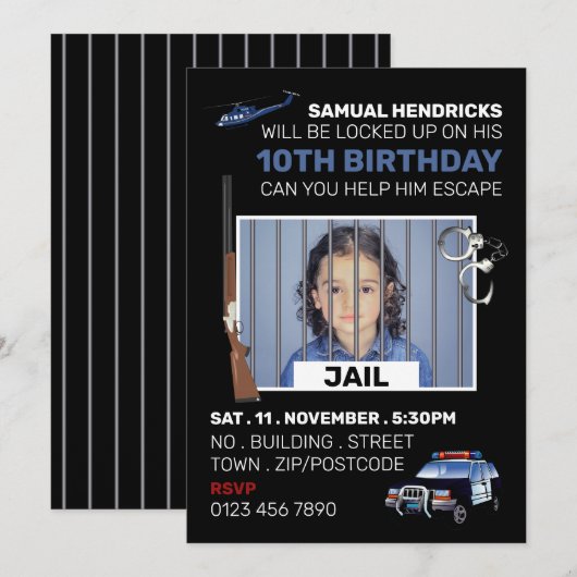 Jail Thleed Escape Room, Birthday Party Kaart (Voorkant / Achterkant)