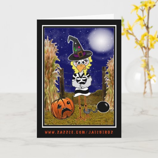 Jailbird Halloween Kaart (Gele Bloem)