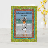 Jailbird op het strand. kaart (Gele Bloem)