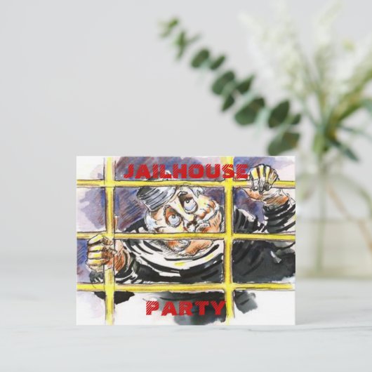 JAILHOUSE THEMED INVITATION HOST A POKIE PARTIJ KAART (Staand voorkant)