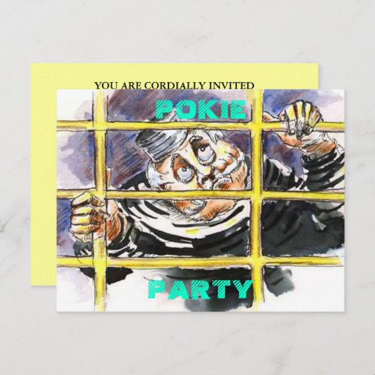 JAILHOUSE THEMED INVITATION HOST A POKIE PARTIJ KAART (Voorkant / Achterkant)