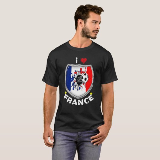 J'aime La France J'aime Le Football Maillot Pour L T-shirt (Voorkant volledig)