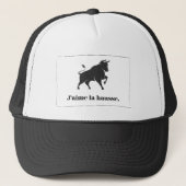 J'aime la Hausse. De bull van de beurs Trucker Pet (Voorkant)