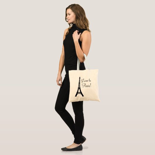 J'aime la Paris Ik hou van Paris Canvas tas (Voorkant (model))