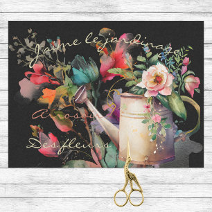 J'aime Le Jardinage Franse Bloemen en Watering Can Tissuepapier