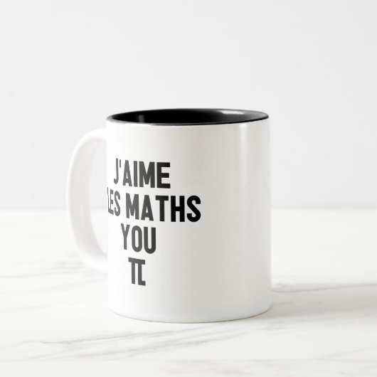 J'AIME LES WISKUNDE, JIJ-PI! (prof., école) Tweekleurige Koffiemok (Voorkant links)