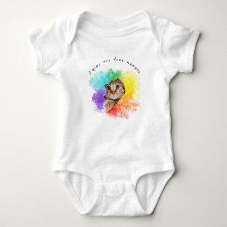 "J'aime mes deux mamans" schattige kat regenboog k Romper