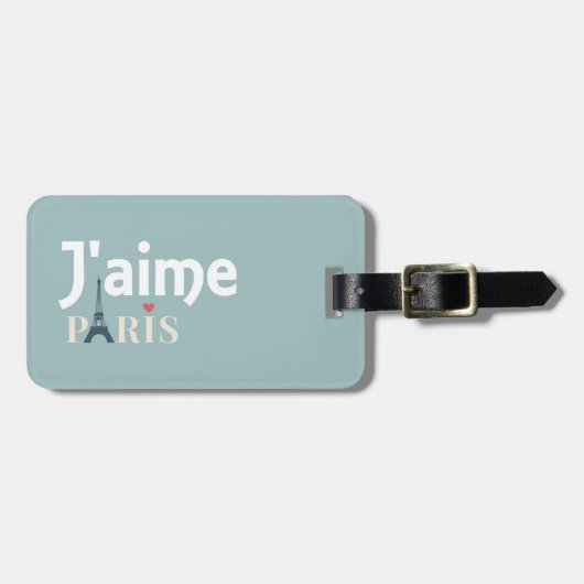 J'aime Paris Bagagelabel met lederen riem (Voorkant horizontaal)