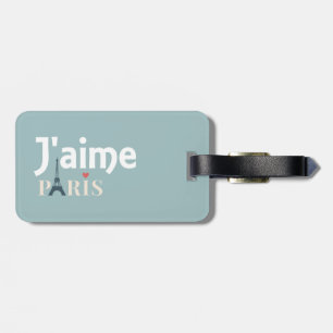 J'aime Paris Bagagelabel met lederen riem