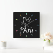 j'aime Paris Vierkante Klok (Huis)