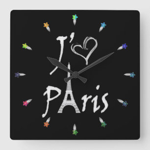 j'aime Paris Vierkante Klok